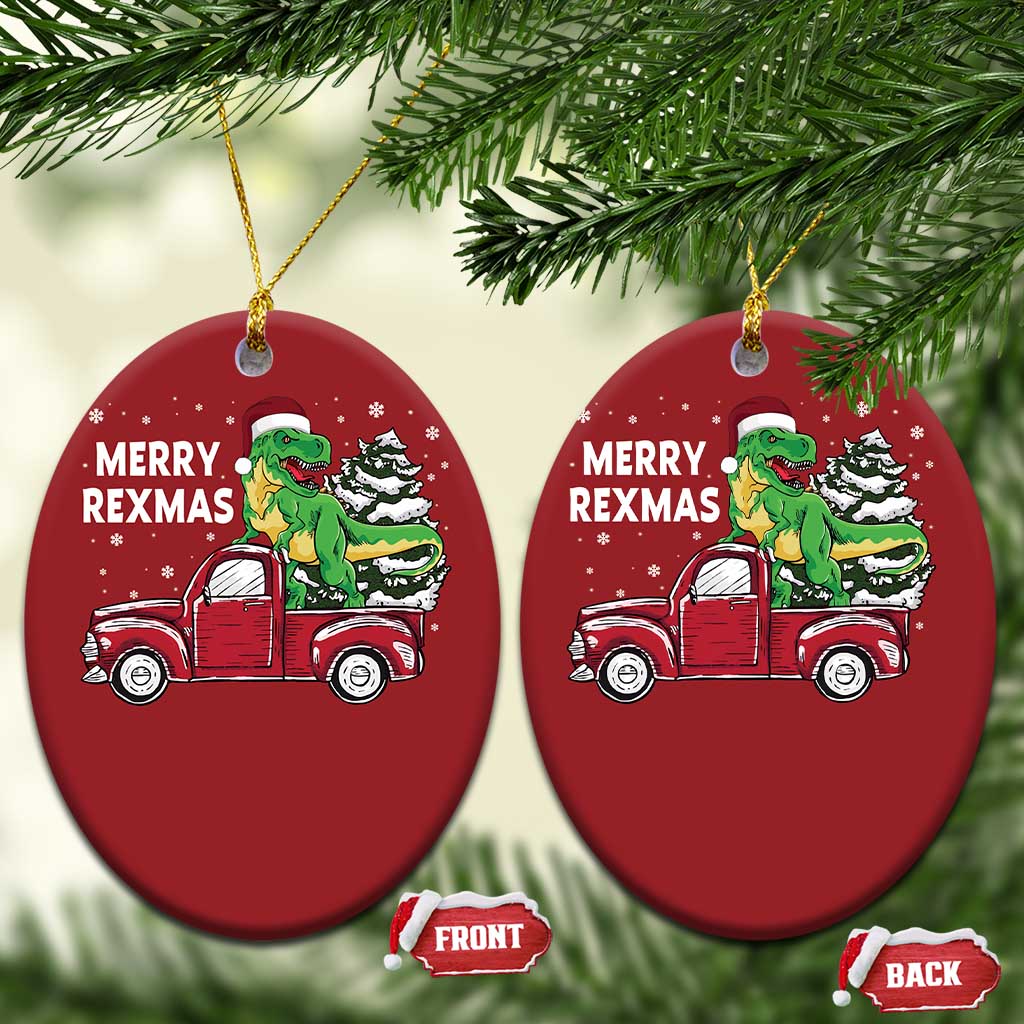 Dinosaur Christmas Tree Christmas Ornament Merry Rexmas Xmas Pet Dino Trex Red Truck Family TS10