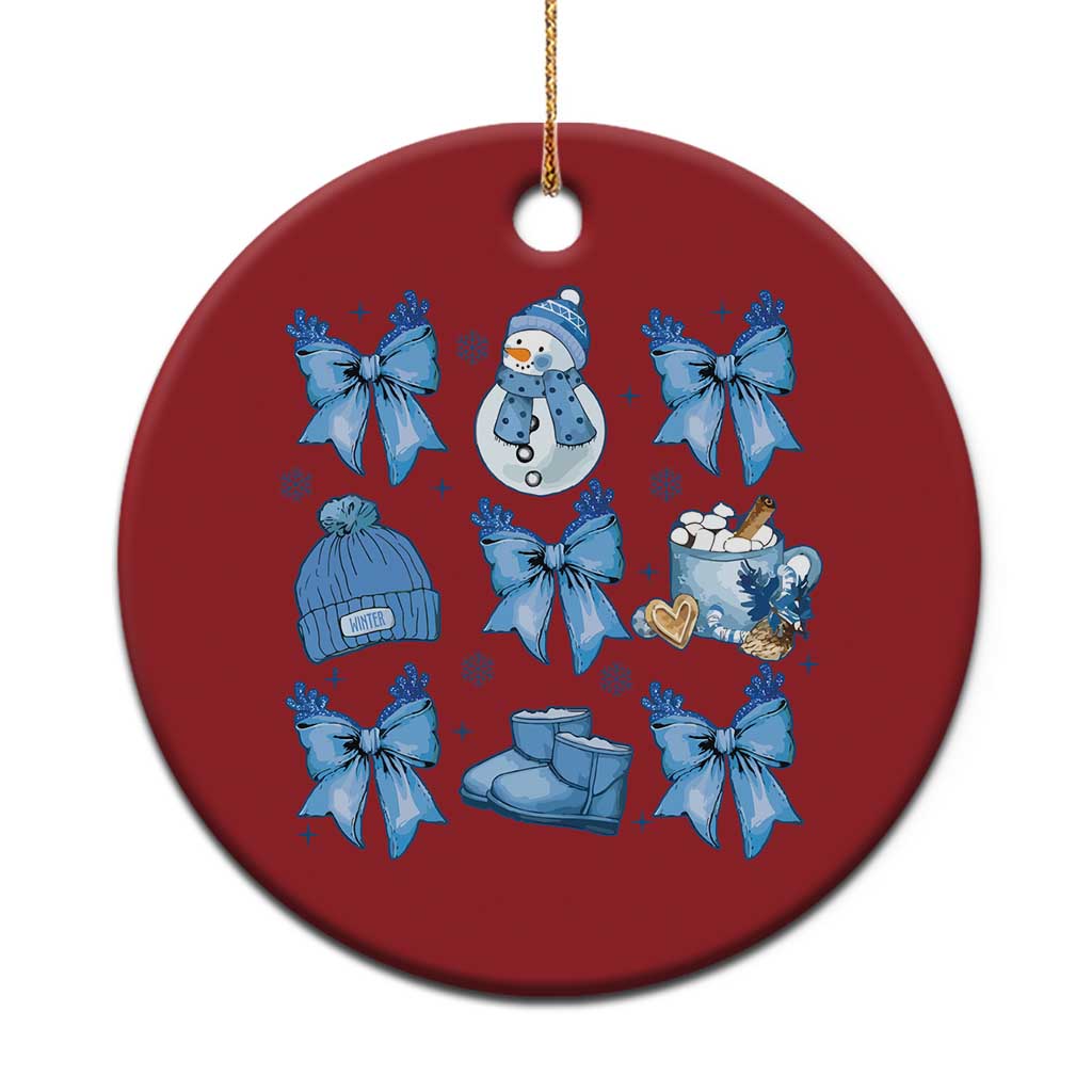 Coquette Bow Christmas Ornament Cozy Winter Xmas Gift Blue Holiday TS10