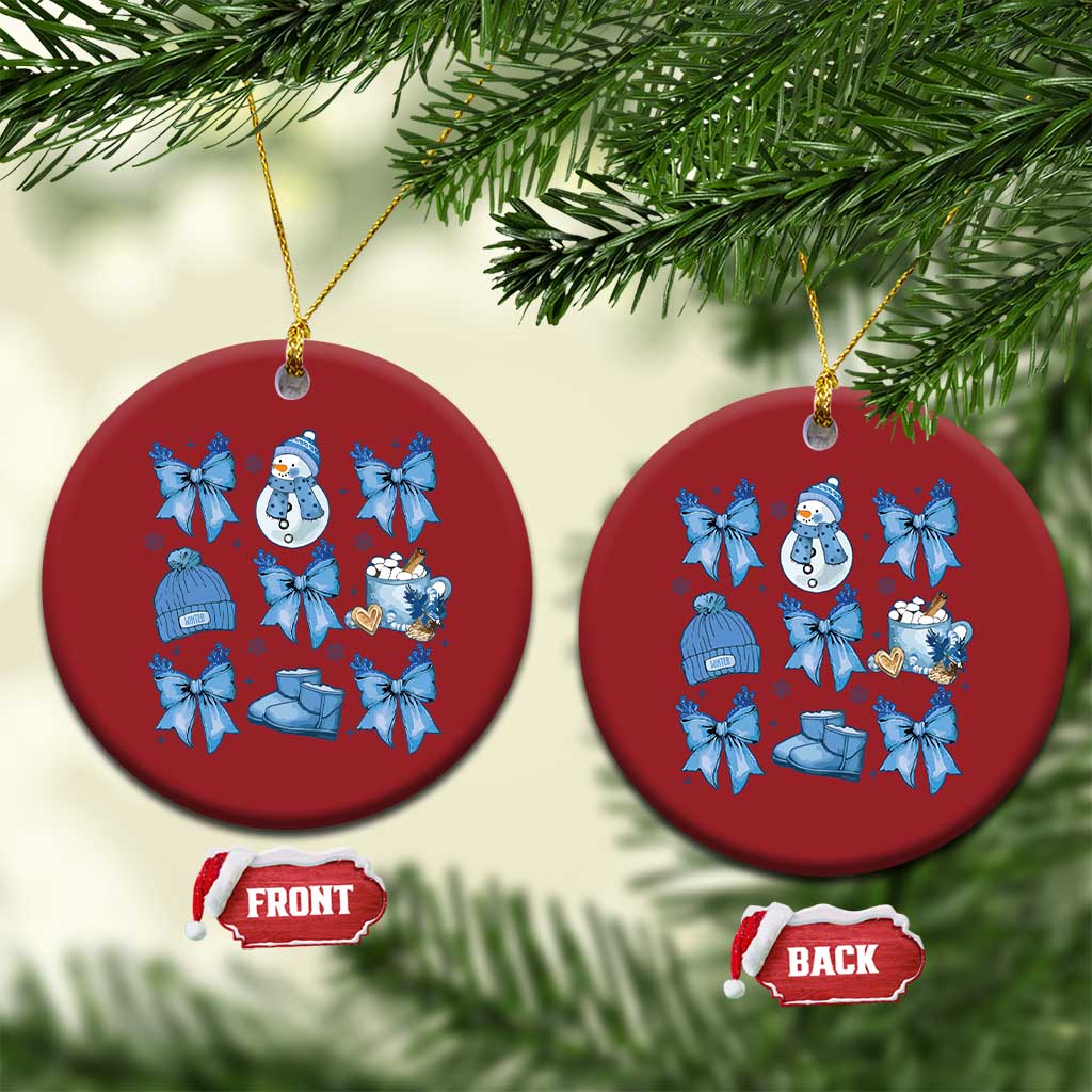 Coquette Bow Christmas Ornament Cozy Winter Xmas Gift Blue Holiday TS10