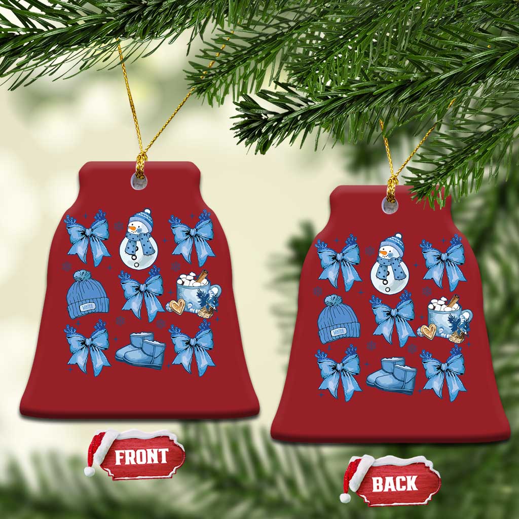Coquette Bow Christmas Ornament Cozy Winter Xmas Gift Blue Holiday TS10