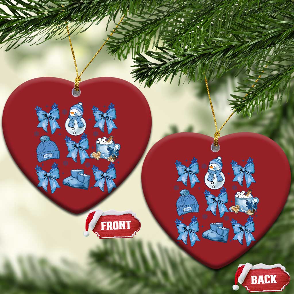 Coquette Bow Christmas Ornament Cozy Winter Xmas Gift Blue Holiday TS10