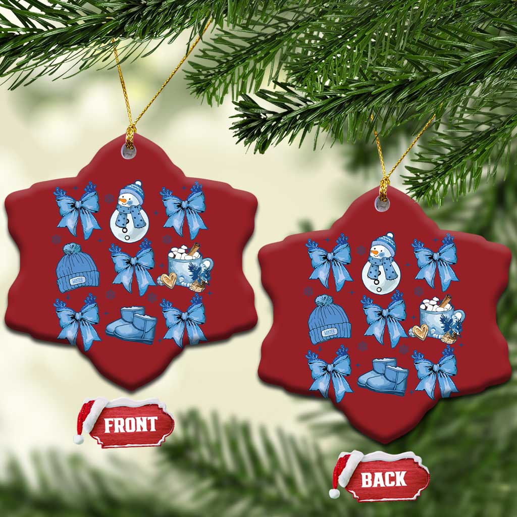 Coquette Bow Christmas Ornament Cozy Winter Xmas Gift Blue Holiday TS10