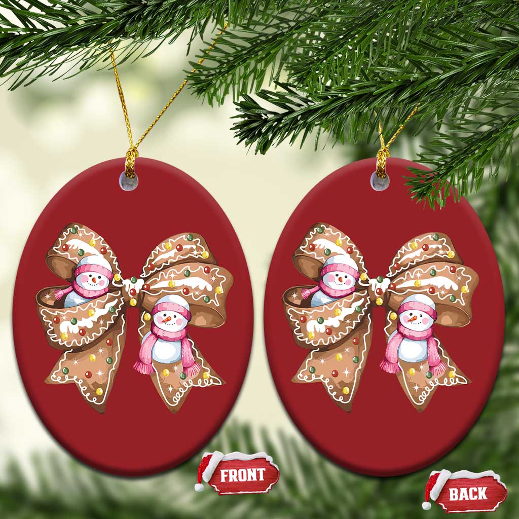 Gingerbread Coquette Bow Xmas Christmas Ornament Cute Snowman Girly Gifts For Her TS10