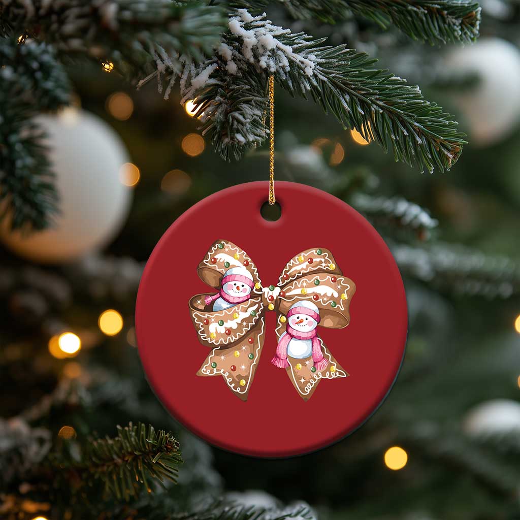 Gingerbread Coquette Bow Xmas Christmas Ornament Cute Snowman Girly Gifts For Her TS10