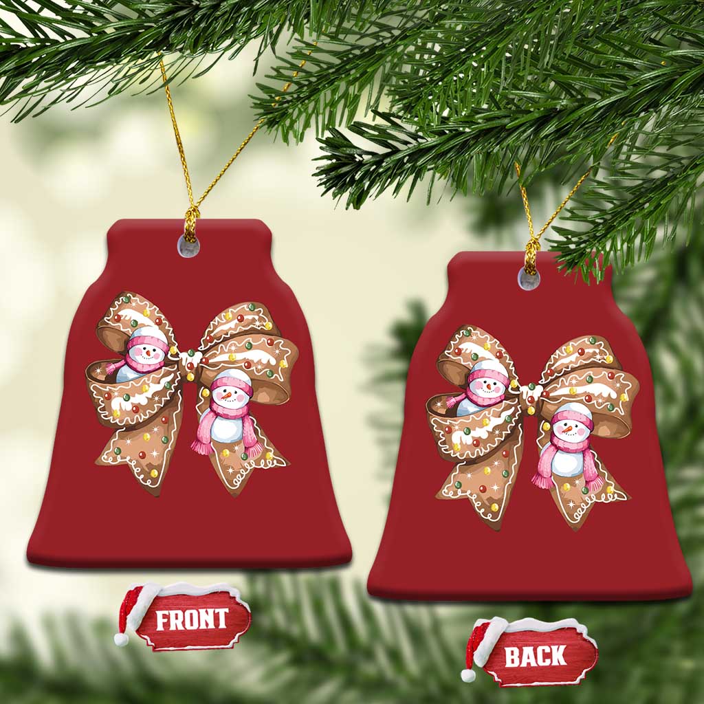 Gingerbread Coquette Bow Xmas Christmas Ornament Cute Snowman Girly Gifts For Her TS10