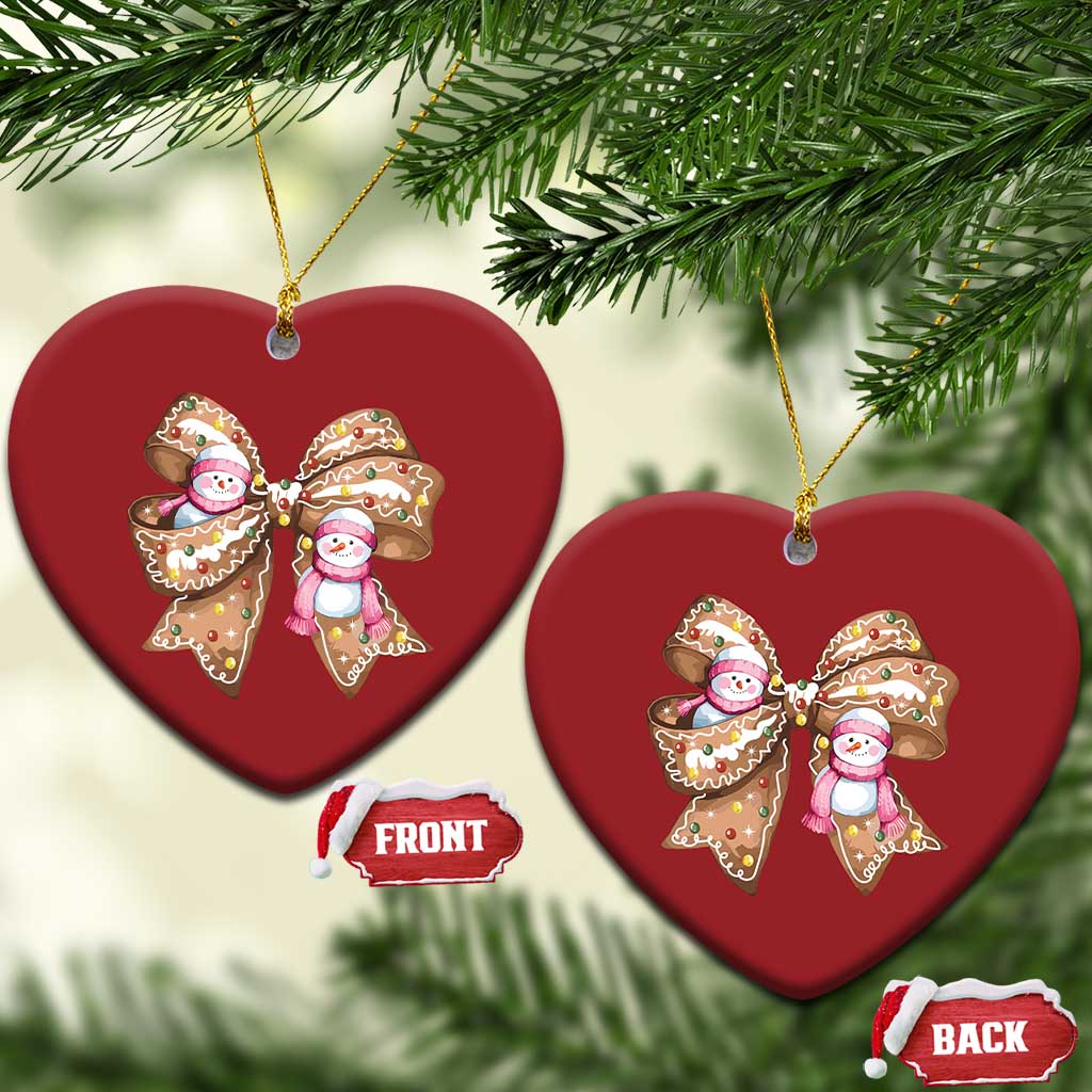 Gingerbread Coquette Bow Xmas Christmas Ornament Cute Snowman Girly Gifts For Her TS10