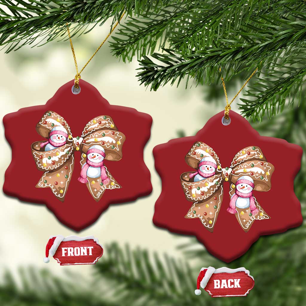 Gingerbread Coquette Bow Xmas Christmas Ornament Cute Snowman Girly Gifts For Her TS10