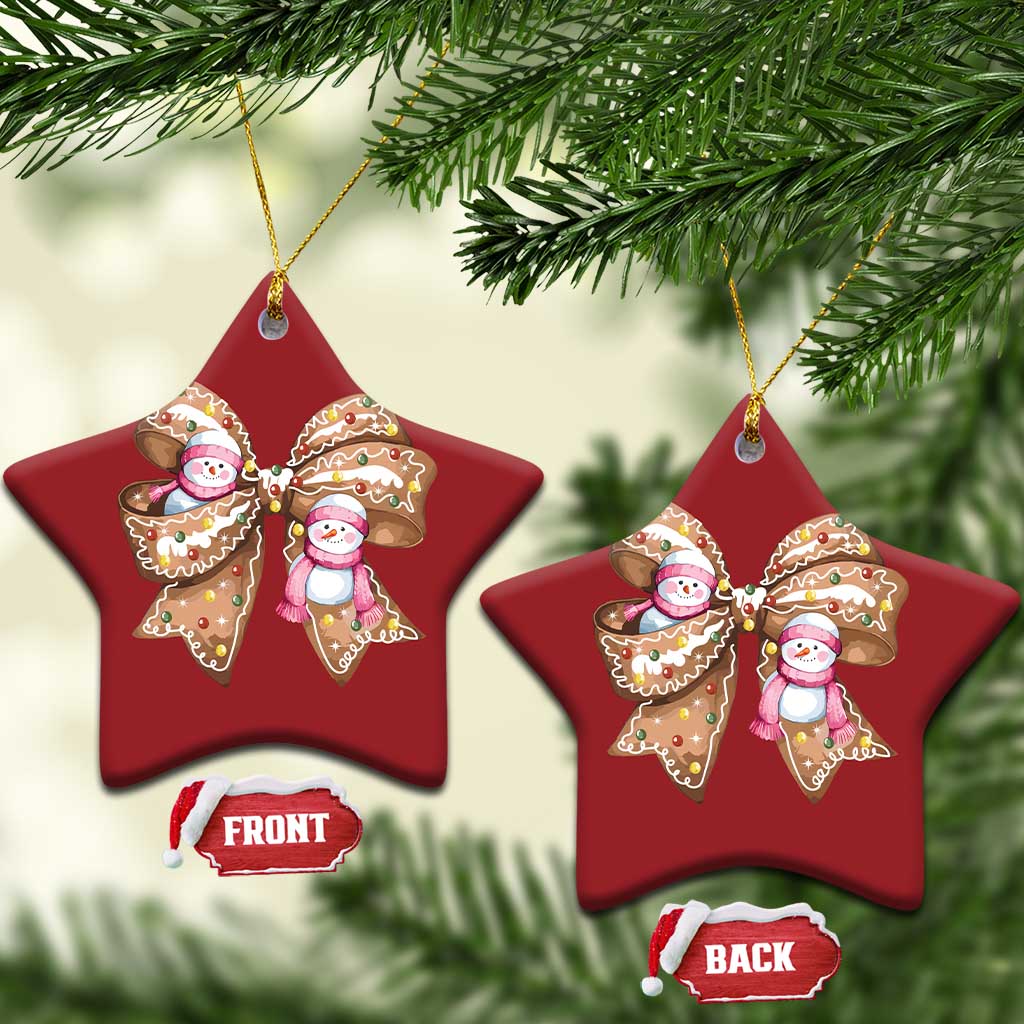 Gingerbread Coquette Bow Xmas Christmas Ornament Cute Snowman Girly Gifts For Her TS10