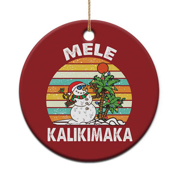 Vintage Cute Mele Kalikimaka Xmas Christmas Ornament Funny Snowman Palm Tree Beach Tropical Gift Family Holiday TS10