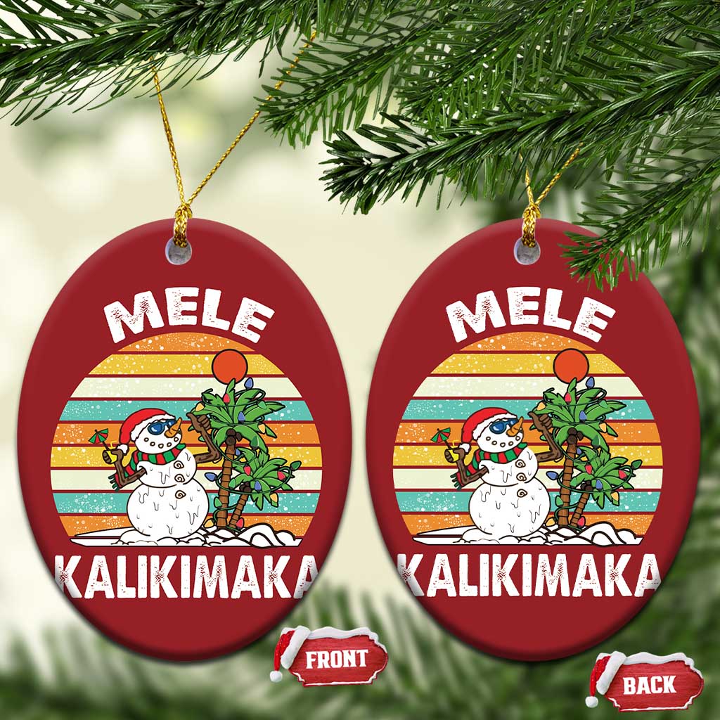 Vintage Cute Mele Kalikimaka Xmas Christmas Ornament Funny Snowman Palm Tree Beach Tropical Gift Family Holiday TS10