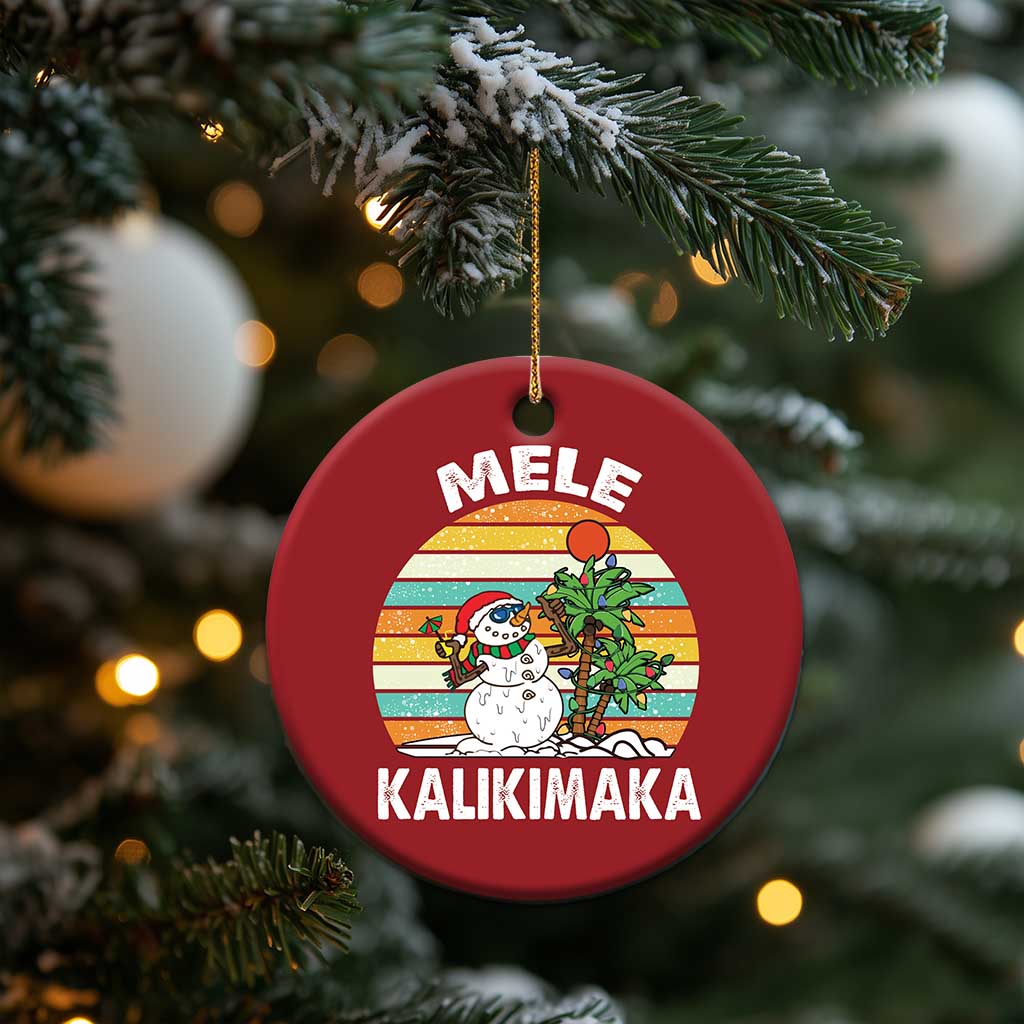 Vintage Cute Mele Kalikimaka Xmas Christmas Ornament Funny Snowman Palm Tree Beach Tropical Gift Family Holiday TS10