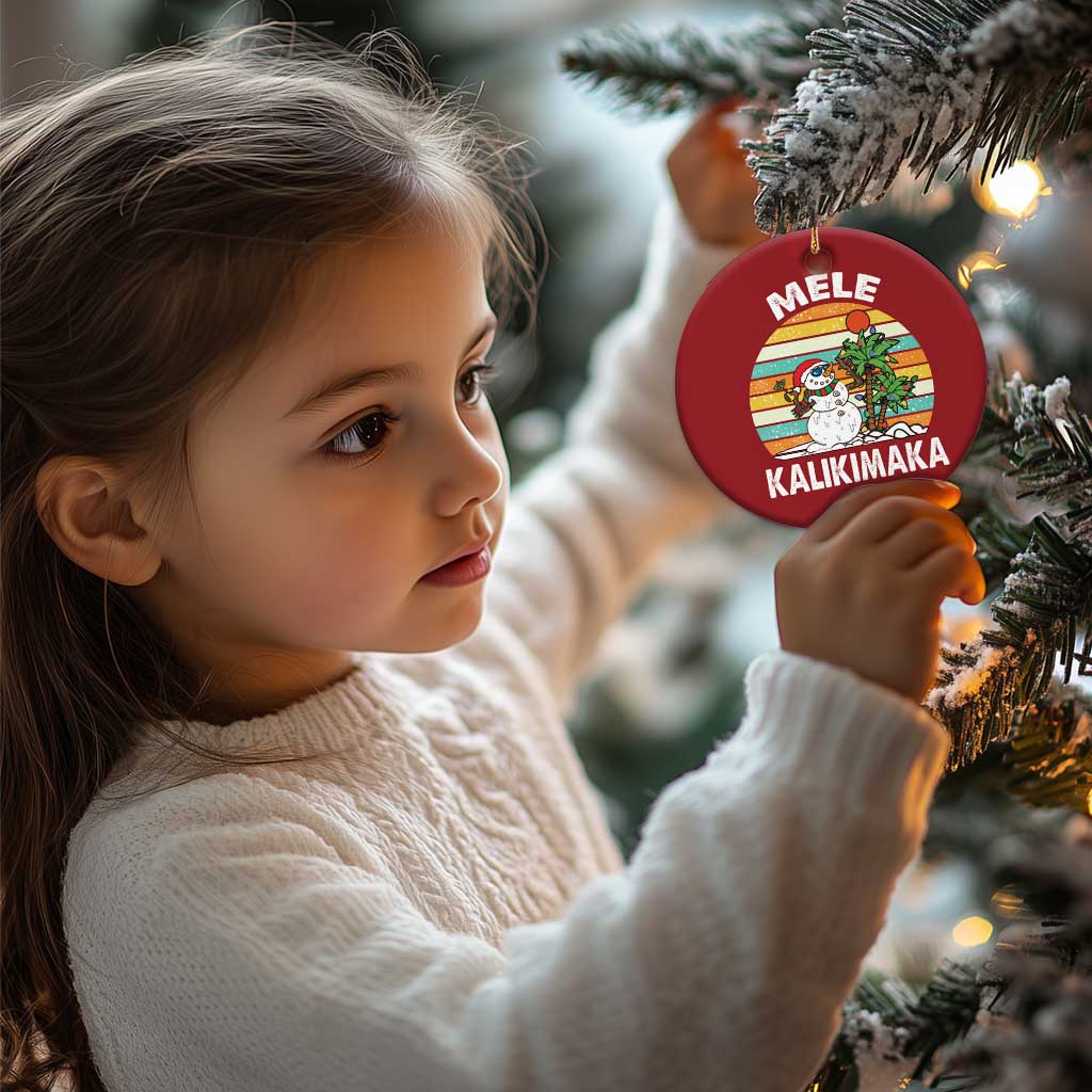 Vintage Cute Mele Kalikimaka Xmas Christmas Ornament Funny Snowman Palm Tree Beach Tropical Gift Family Holiday TS10