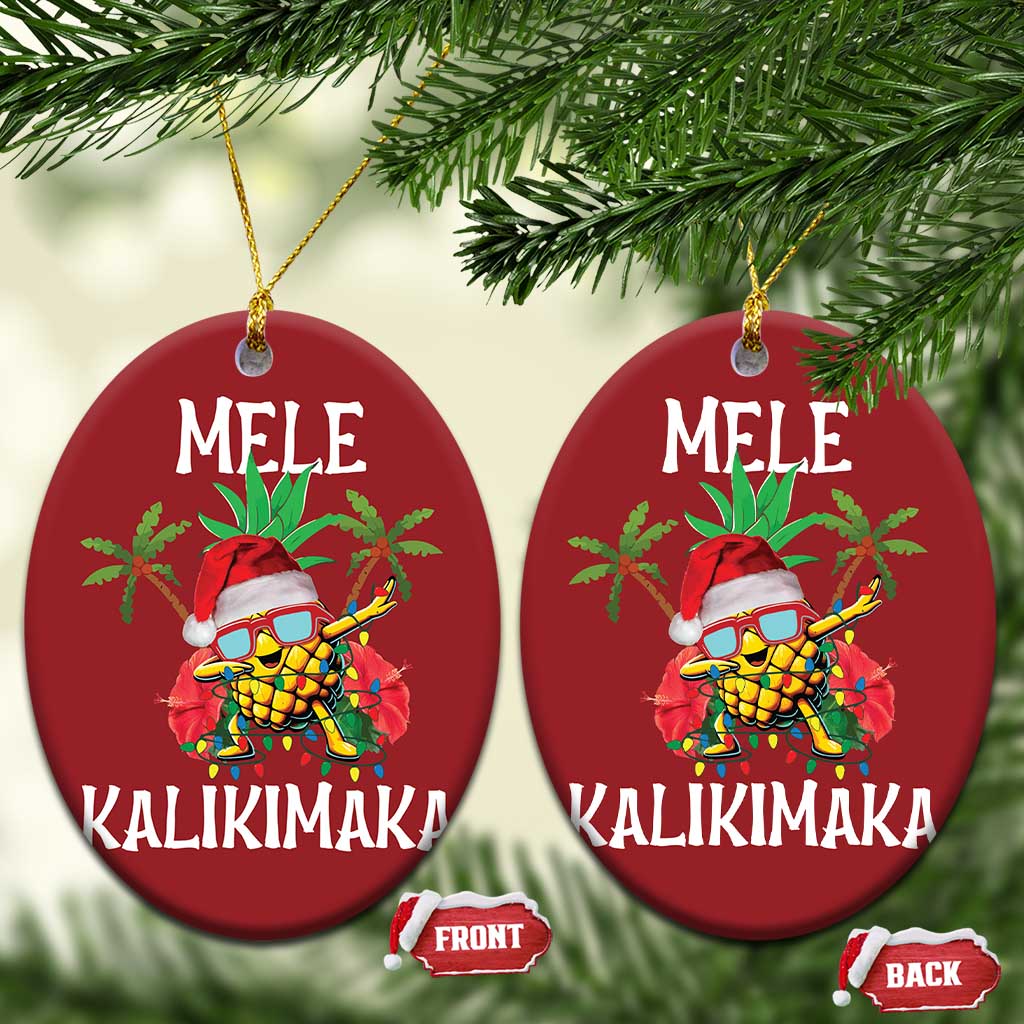 Hawaii Xmas Christmas Ornament Mele Kalikimaka Hawaiian Pineapple Xmas Lights Santa Hat TS10