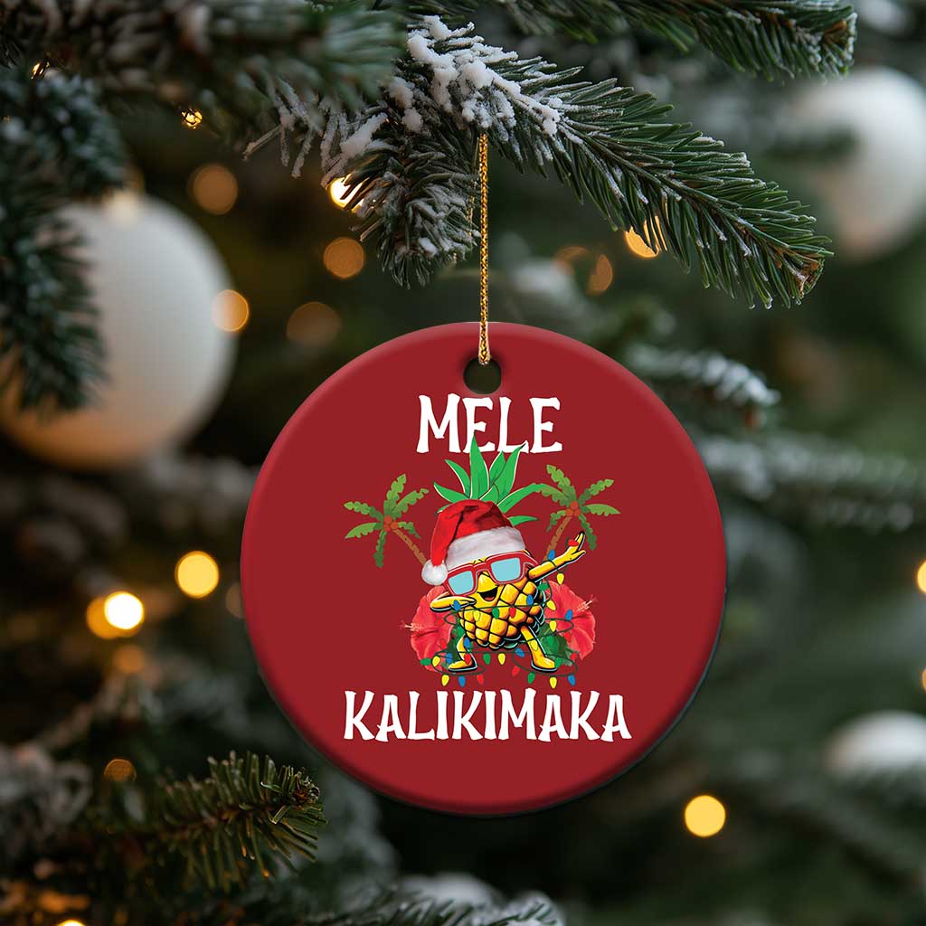 Hawaii Xmas Christmas Ornament Mele Kalikimaka Hawaiian Pineapple Xmas Lights Santa Hat TS10