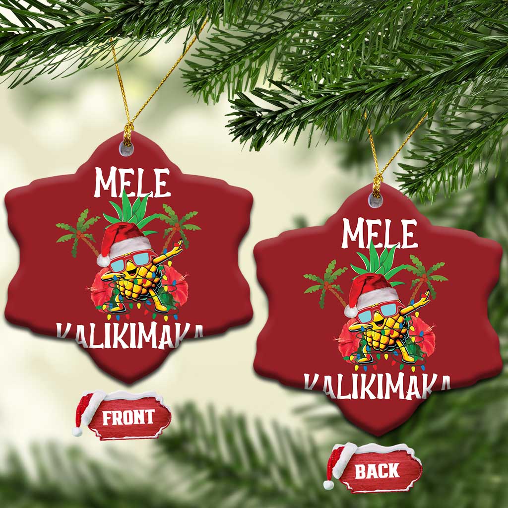 Hawaii Xmas Christmas Ornament Mele Kalikimaka Hawaiian Pineapple Xmas Lights Santa Hat TS10