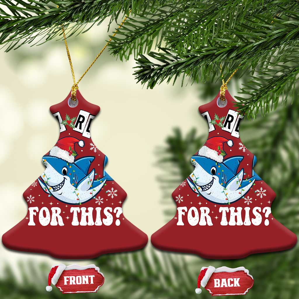 Funny Christmas Ornament Sharkmas Shark Lights Red Santa Hat Jaw Ready For This TS10