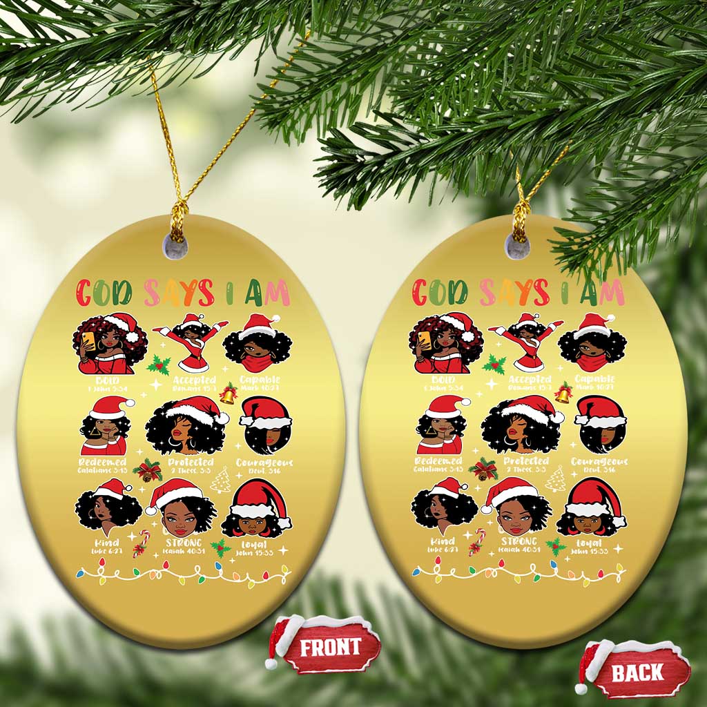 Christian Xmas Christmas Ornament God Says I Am African American Women Scriptures Affirmations TS10