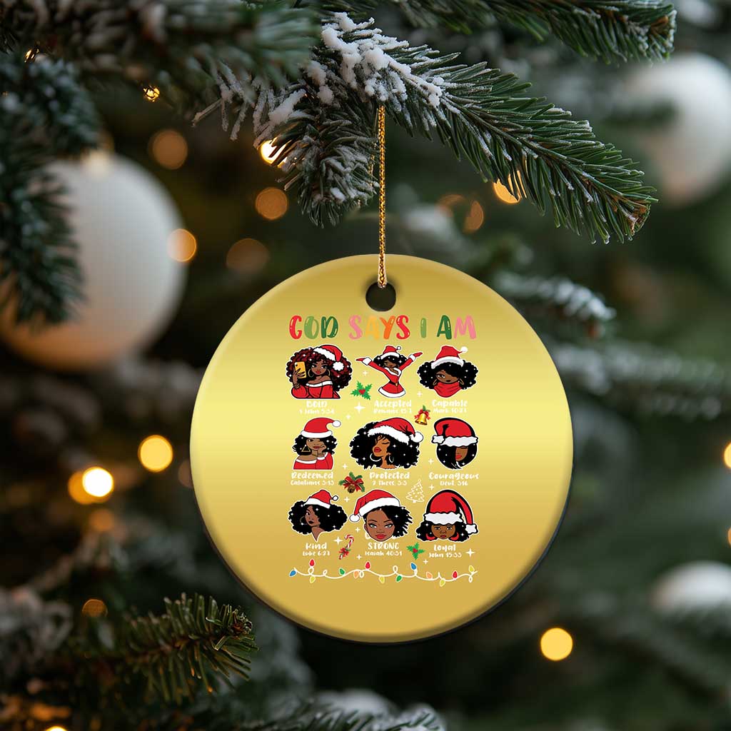 Christian Xmas Christmas Ornament God Says I Am African American Women Scriptures Affirmations TS10