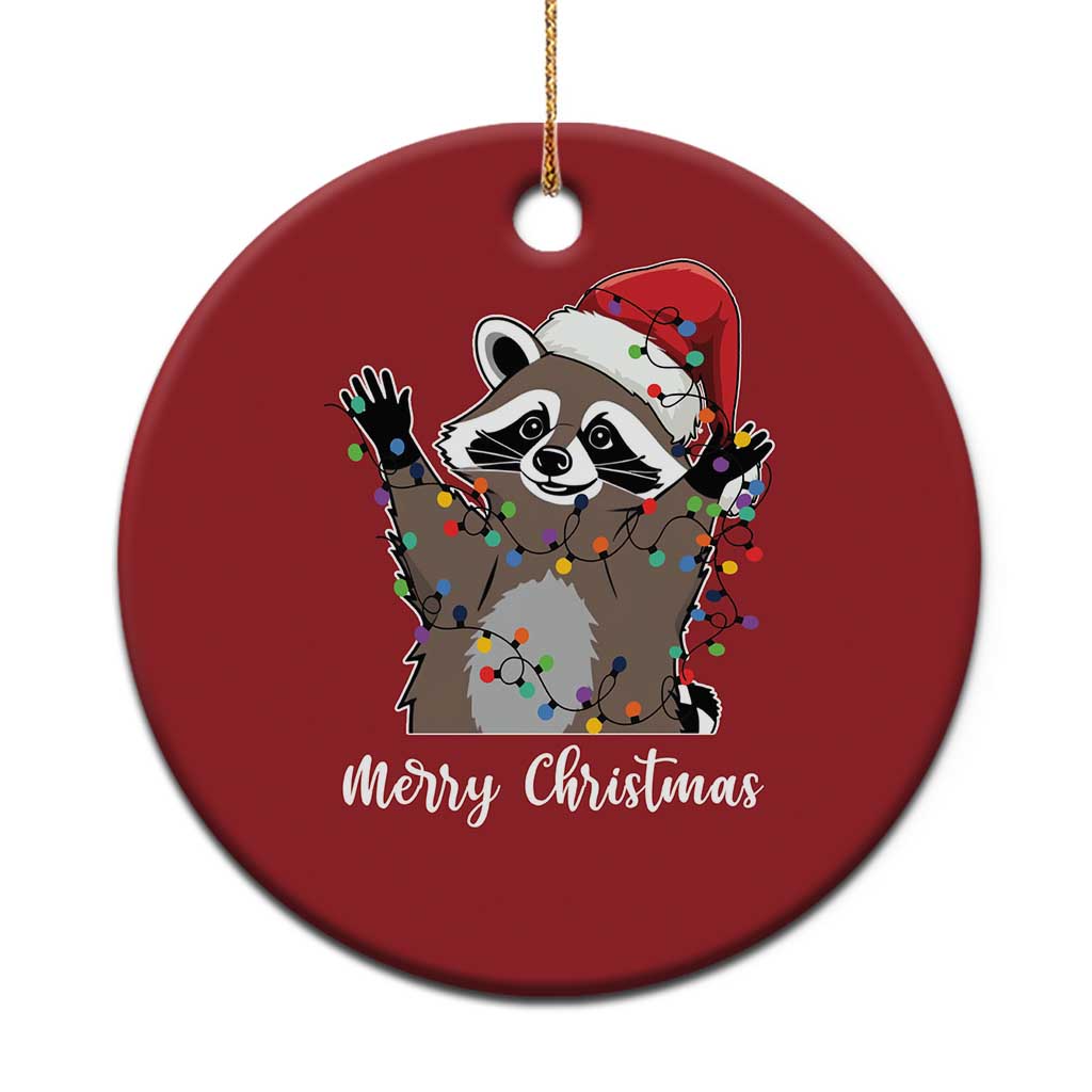 Merry Xmas Raccoon Christmas Ornament Happy Holidays Gift Animal Red Santa Hat TS10