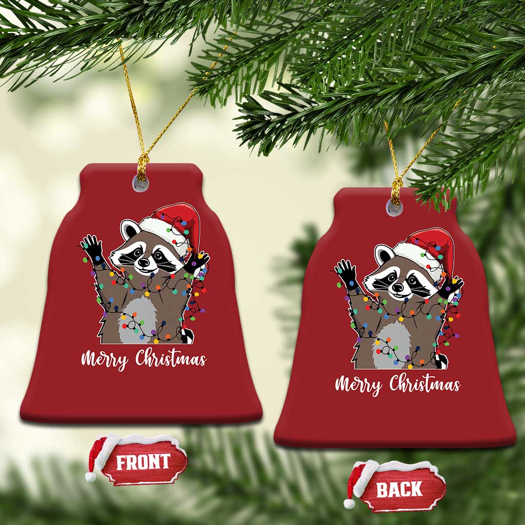 Merry Xmas Raccoon Christmas Ornament Happy Holidays Gift Animal Red Santa Hat TS10