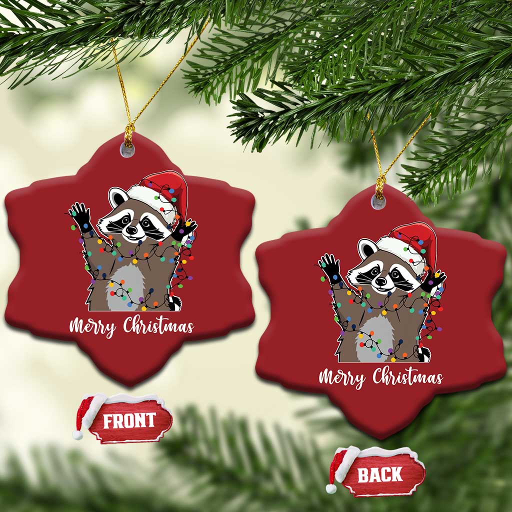 Merry Xmas Raccoon Christmas Ornament Happy Holidays Gift Animal Red Santa Hat TS10