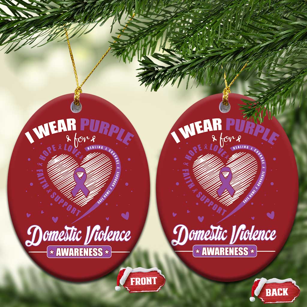 Domestic Violence Awareness Christmas Ornament Purple Ribbon Support Survivor TS10