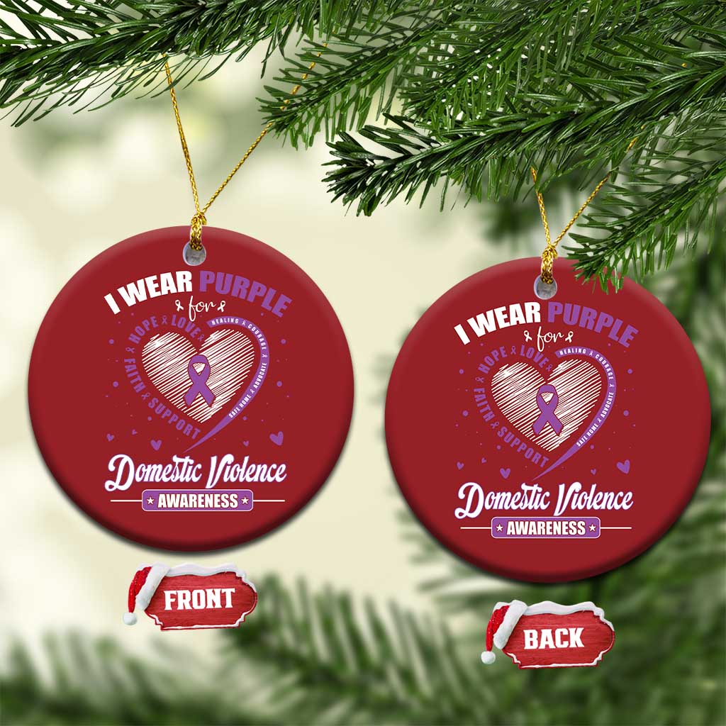 Domestic Violence Awareness Christmas Ornament Purple Ribbon Support Survivor TS10