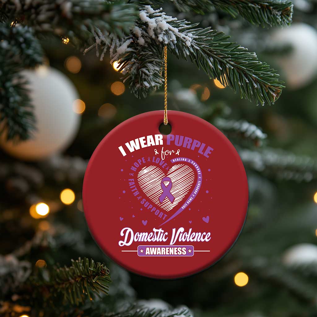 Domestic Violence Awareness Christmas Ornament Purple Ribbon Support Survivor TS10
