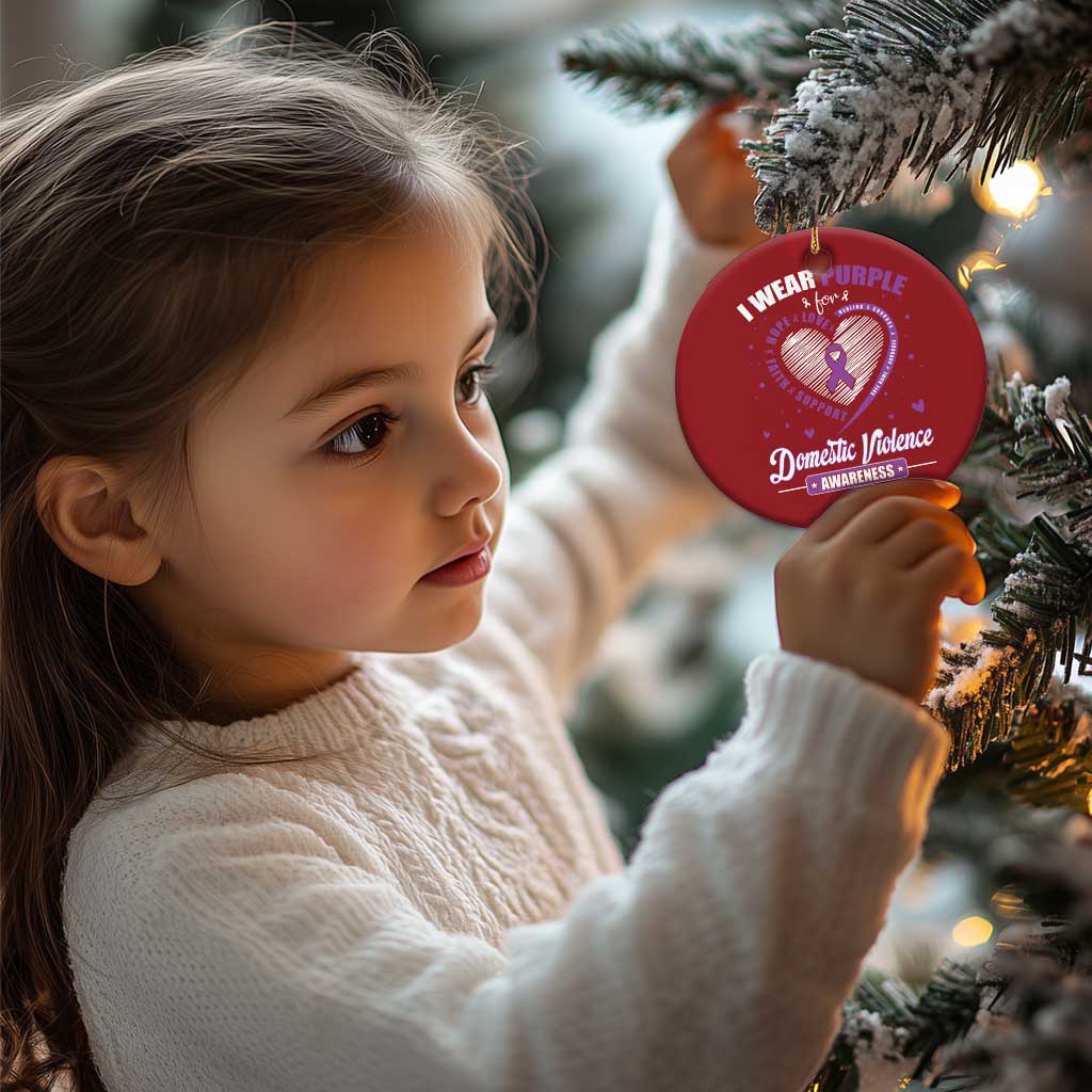 Domestic Violence Awareness Christmas Ornament Purple Ribbon Support Survivor TS10