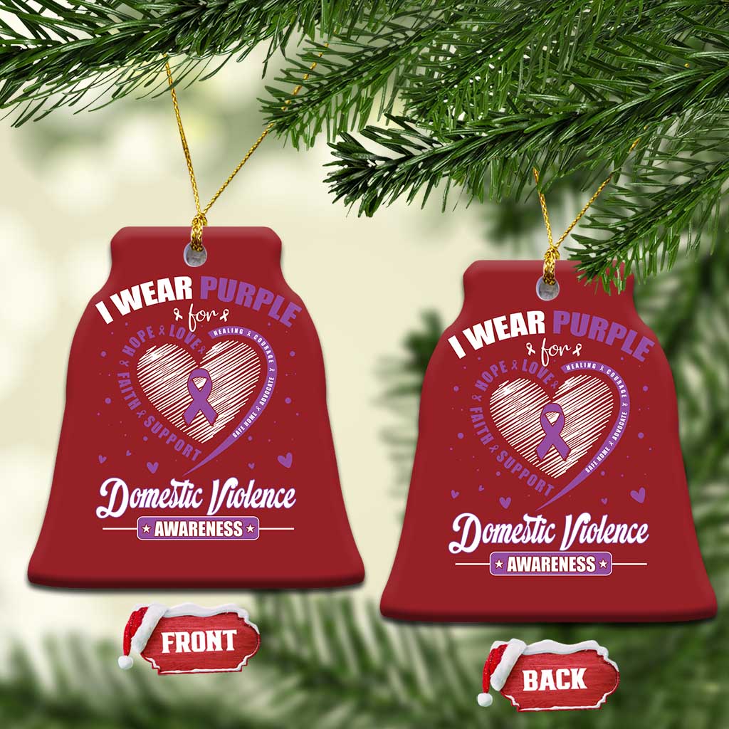 Domestic Violence Awareness Christmas Ornament Purple Ribbon Support Survivor TS10