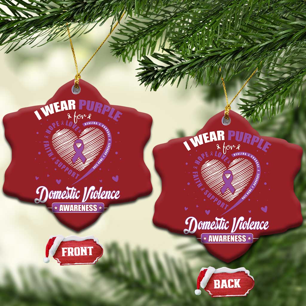 Domestic Violence Awareness Christmas Ornament Purple Ribbon Support Survivor TS10