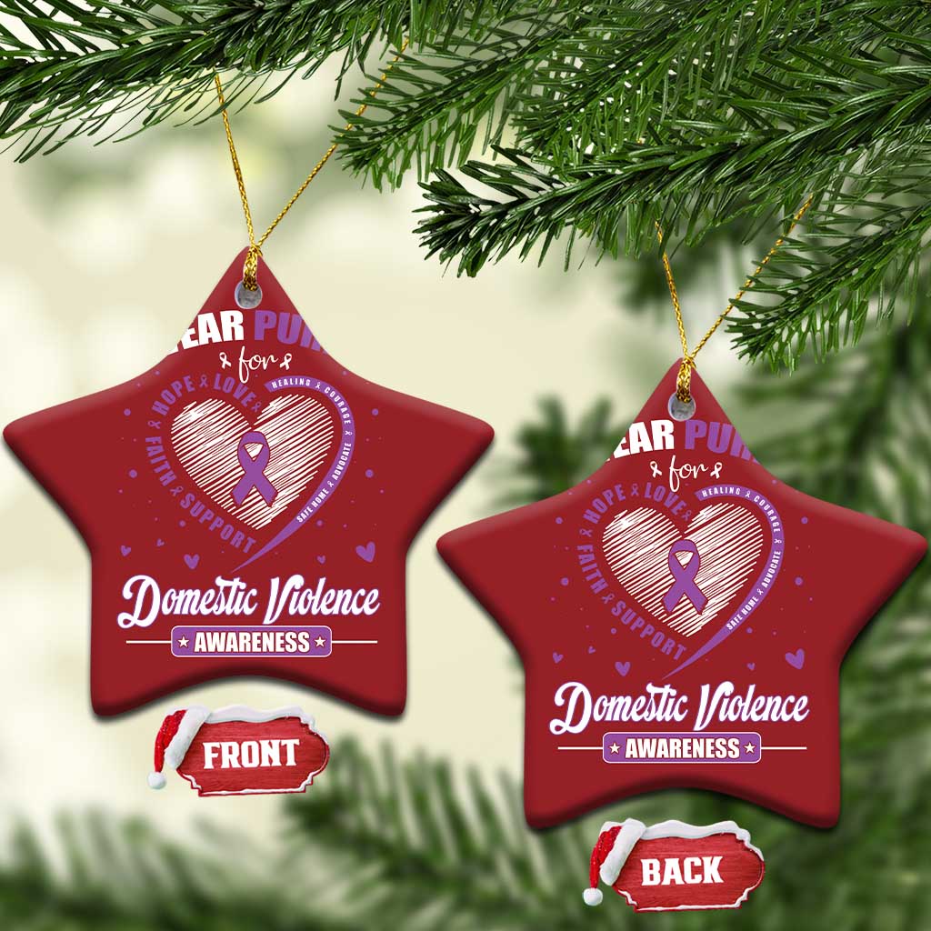 Domestic Violence Awareness Christmas Ornament Purple Ribbon Support Survivor TS10