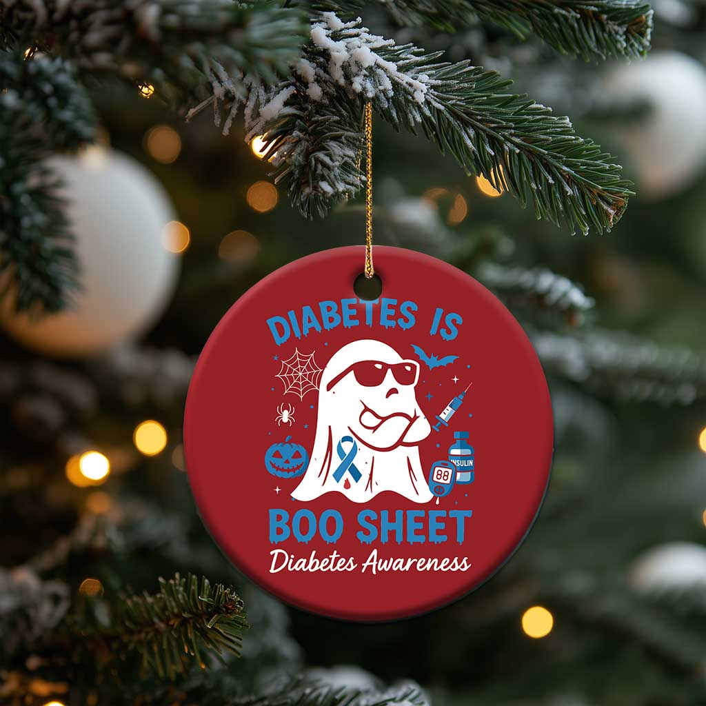 Diabetes is Boo Sheet Christmas Ornament Funny Halloween Ghost Diabetes Type 1 2 Awareness TS10