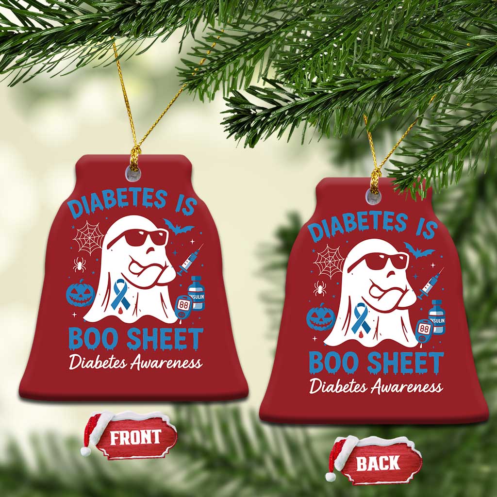 Diabetes is Boo Sheet Christmas Ornament Funny Halloween Ghost Diabetes Type 1 2 Awareness TS10
