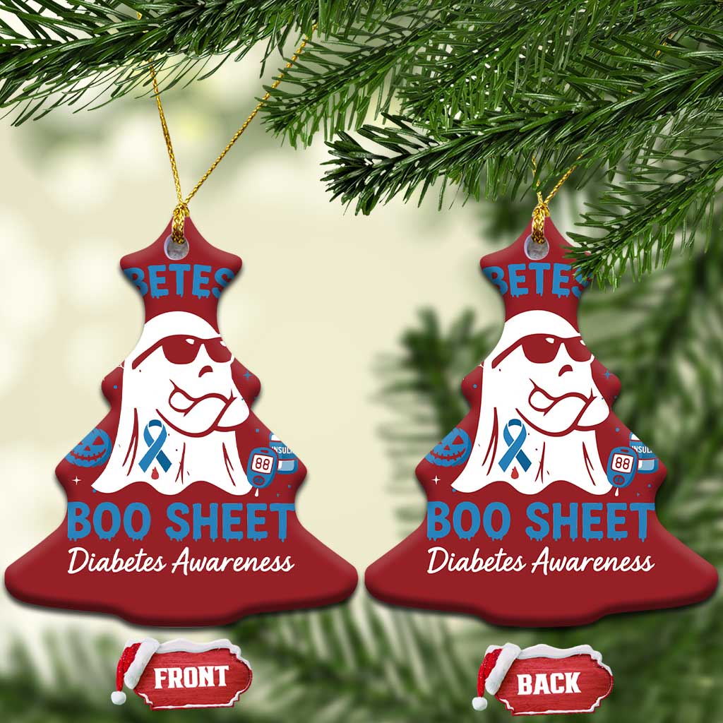 Diabetes is Boo Sheet Christmas Ornament Funny Halloween Ghost Diabetes Type 1 2 Awareness TS10