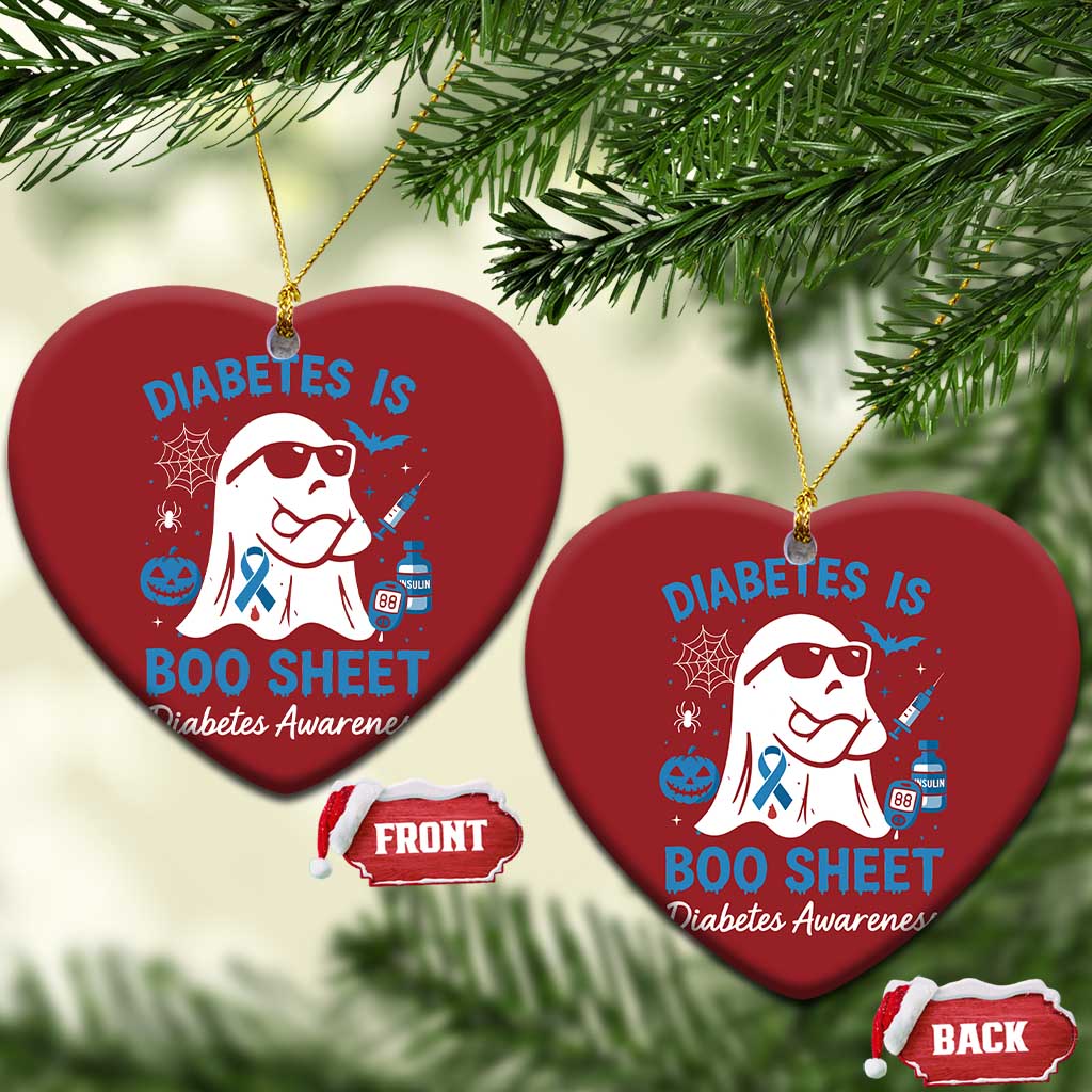 Diabetes is Boo Sheet Christmas Ornament Funny Halloween Ghost Diabetes Type 1 2 Awareness TS10