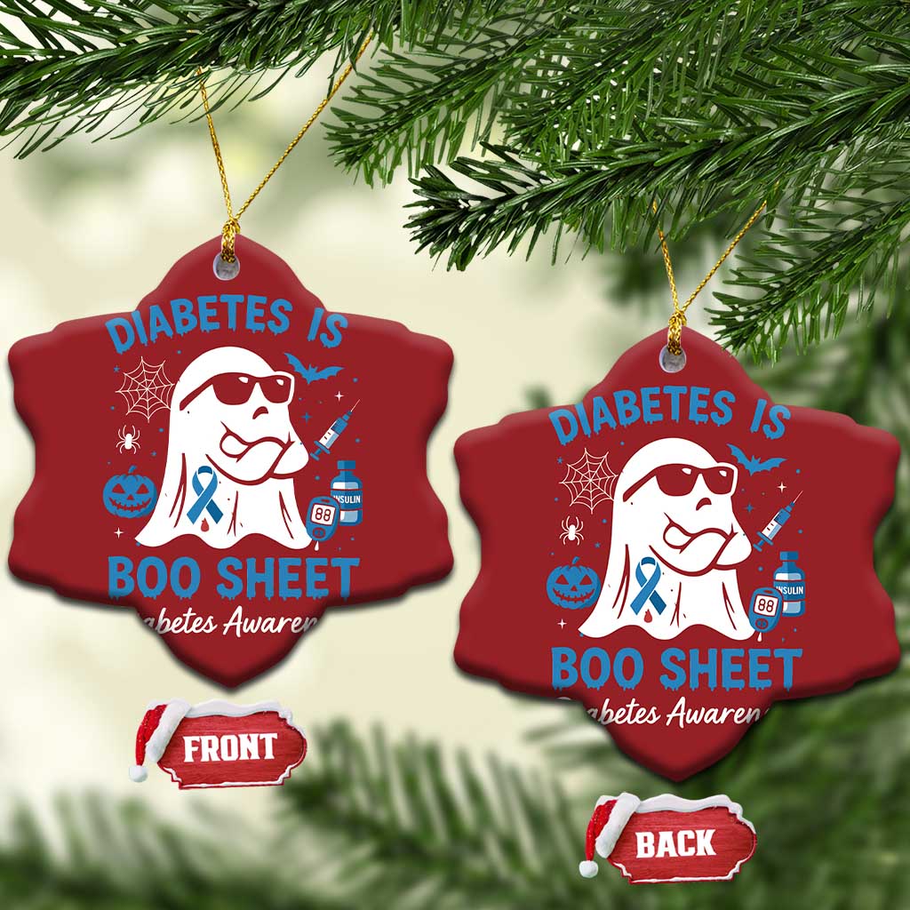 Diabetes is Boo Sheet Christmas Ornament Funny Halloween Ghost Diabetes Type 1 2 Awareness TS10
