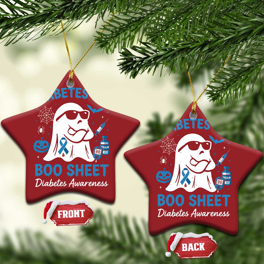 Diabetes is Boo Sheet Christmas Ornament Funny Halloween Ghost Diabetes Type 1 2 Awareness TS10