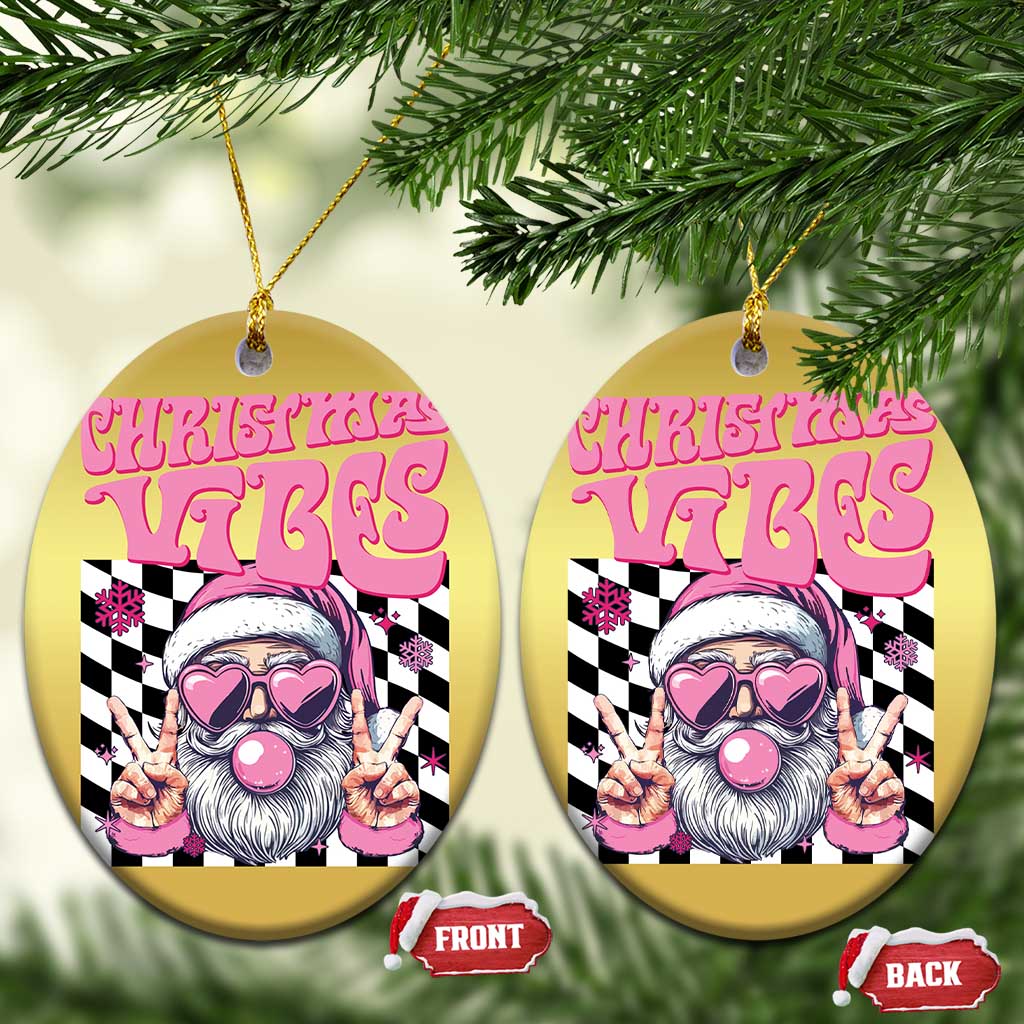 Funny Pink Santa Christmas Christmas Ornament Christmas Vibes Checkboard TS11