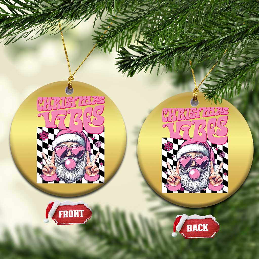 Funny Pink Santa Christmas Christmas Ornament Christmas Vibes Checkboard TS11