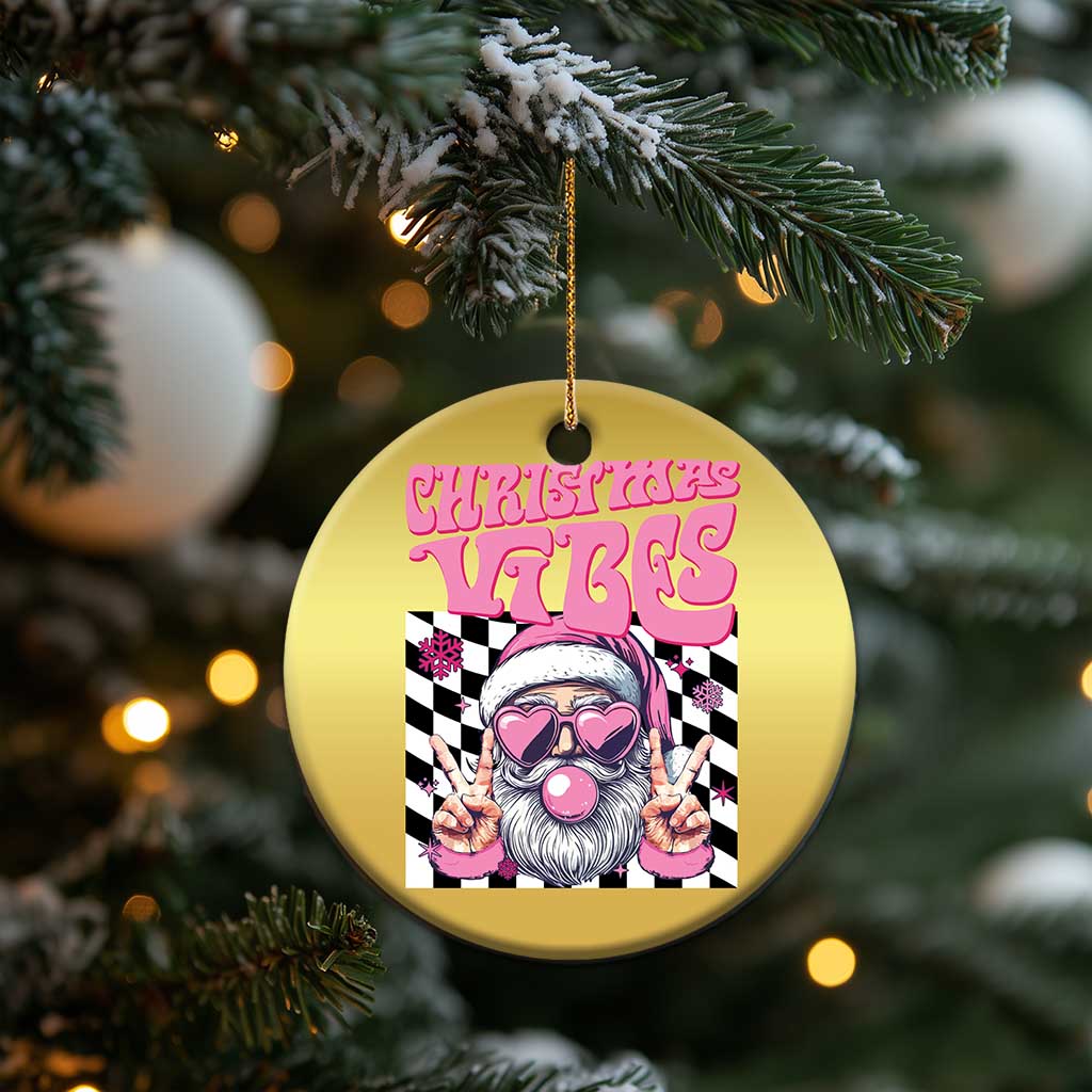 Funny Pink Santa Christmas Christmas Ornament Christmas Vibes Checkboard TS11