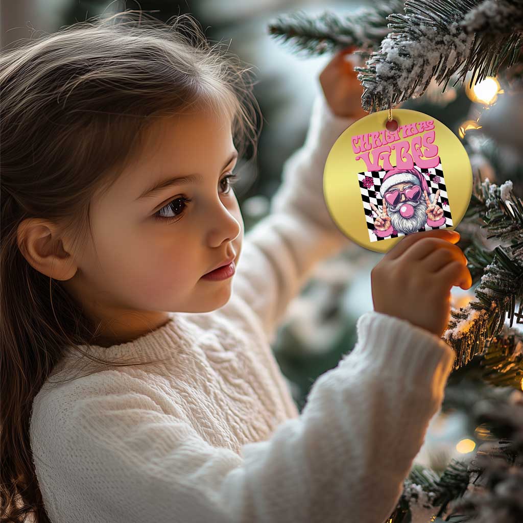 Funny Pink Santa Christmas Christmas Ornament Christmas Vibes Checkboard TS11