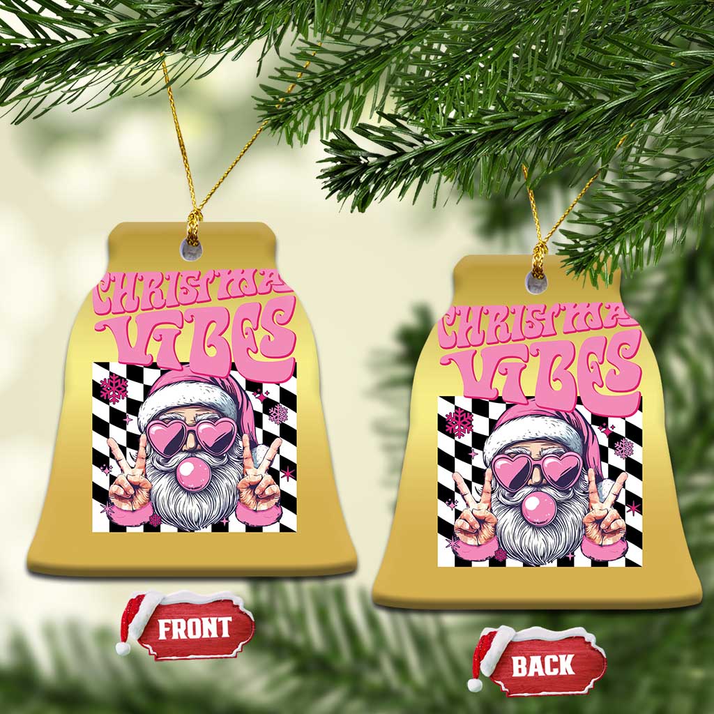 Funny Pink Santa Christmas Christmas Ornament Christmas Vibes Checkboard TS11
