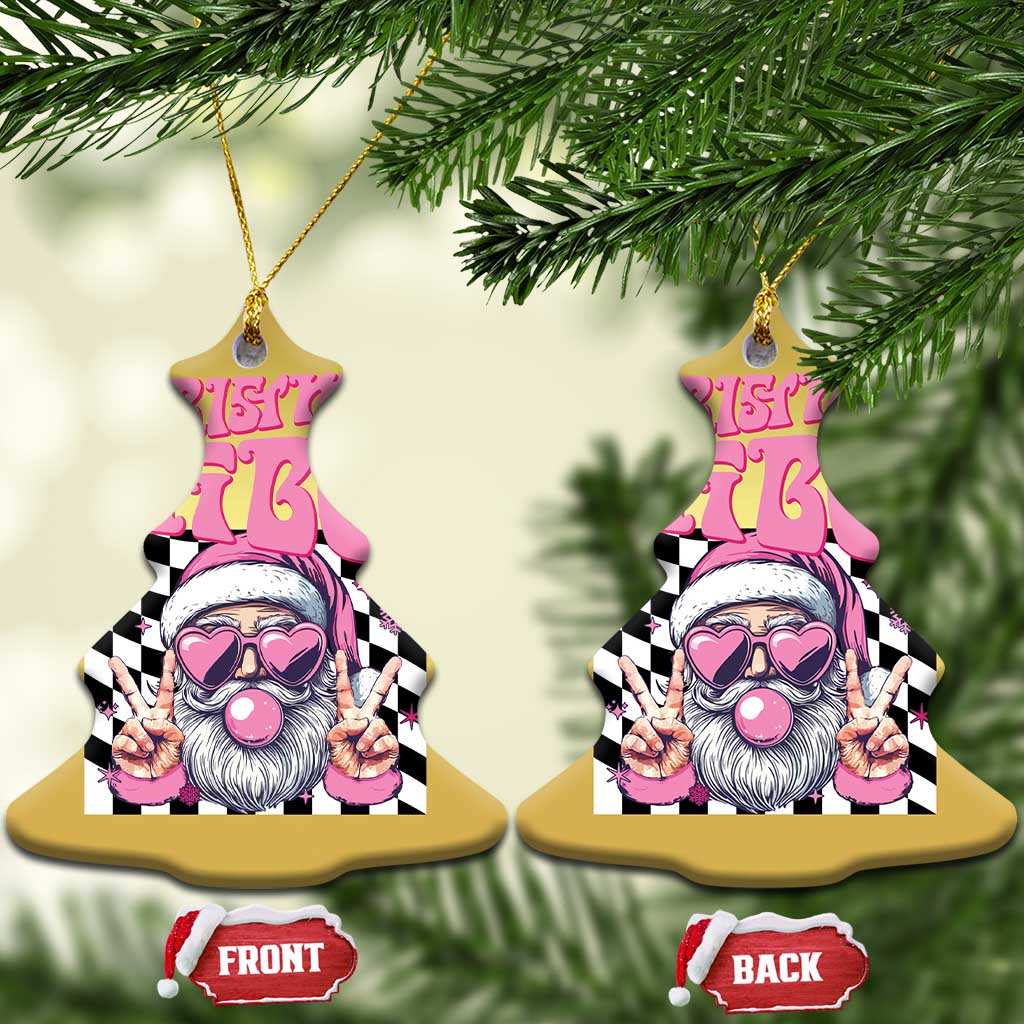 Funny Pink Santa Christmas Christmas Ornament Christmas Vibes Checkboard TS11