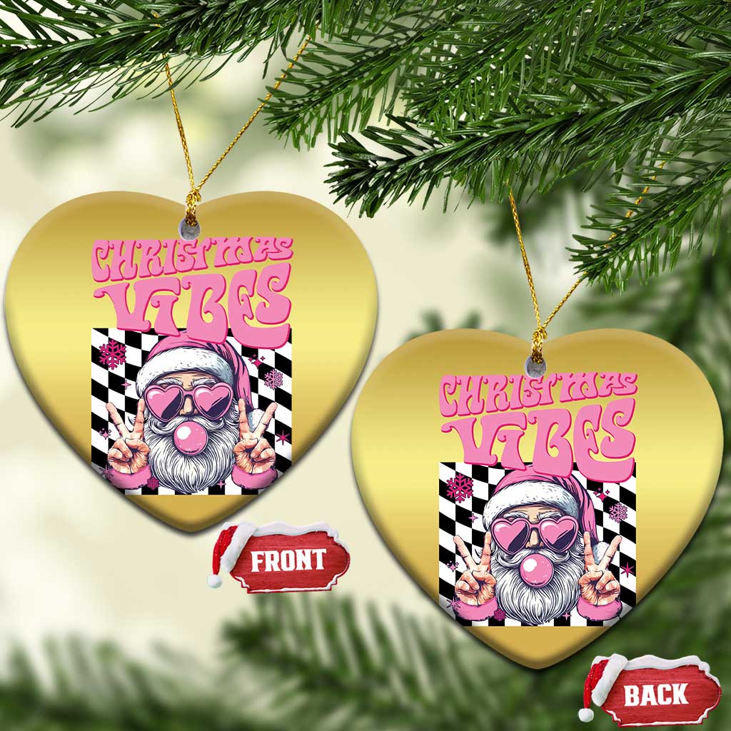 Funny Pink Santa Christmas Christmas Ornament Christmas Vibes Checkboard TS11