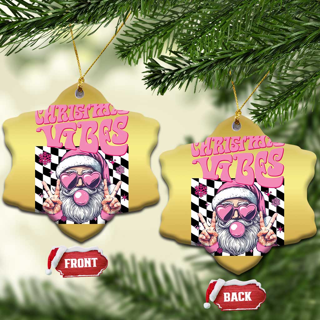 Funny Pink Santa Christmas Christmas Ornament Christmas Vibes Checkboard TS11