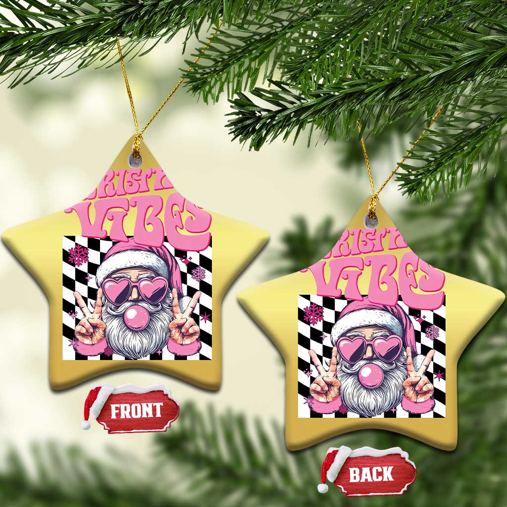 Funny Pink Santa Christmas Christmas Ornament Christmas Vibes Checkboard TS11