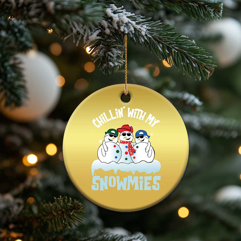 Funny Christmas Snowman Christmas Ornament Chillin' With My Snowmies Squad TS11