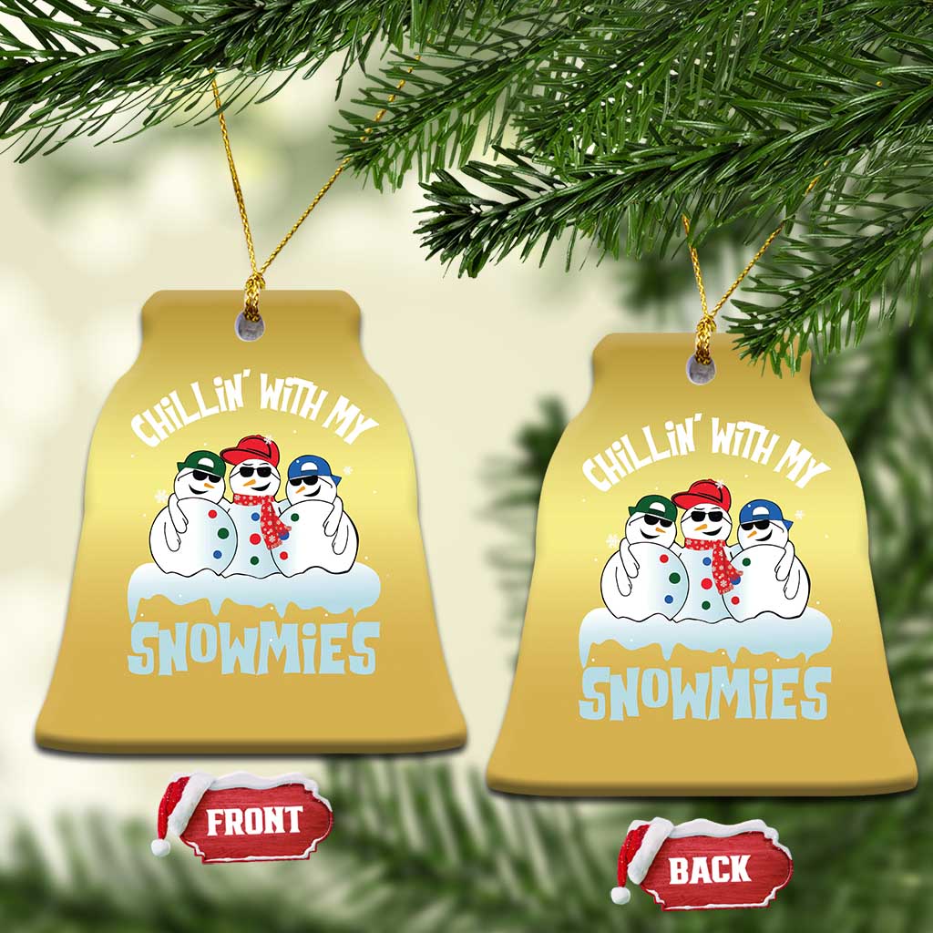 Funny Christmas Snowman Christmas Ornament Chillin' With My Snowmies Squad TS11