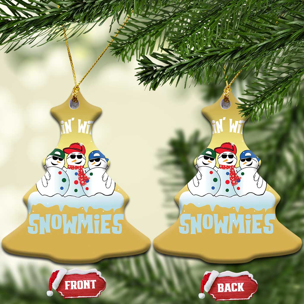 Funny Christmas Snowman Christmas Ornament Chillin' With My Snowmies Squad TS11
